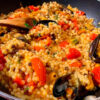 fregola with cherry tomatoes and mussels